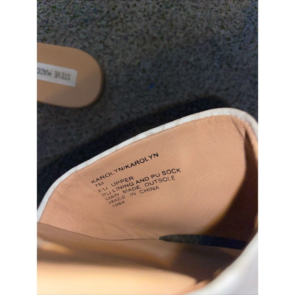 Steve Madden Karolyn Slides 7M Cream Snake Croc Embossed Aesthetic Neutral - Picture 3 of 7